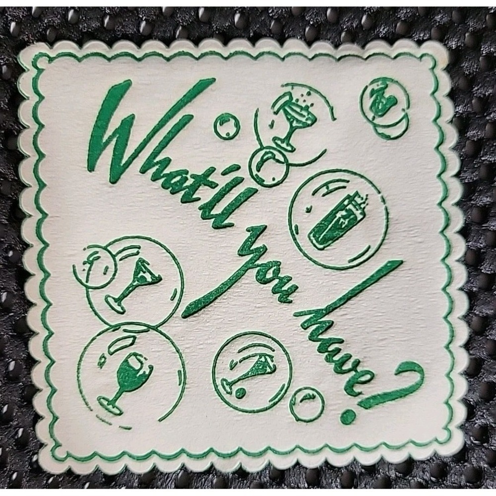 Vintage Royal Catch-All Paper Coasters Green White "What'll You Have?" Barware - Picture 3 of 13